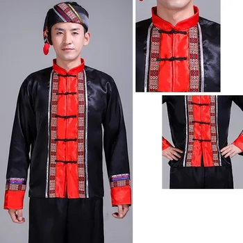 Мужская одежда хмонгов национальный китайский народный танец thnic современная одежда хмонгов танцевальные костюмы классический дизайн одежды хмонгов FF1973