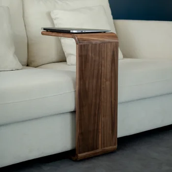 Приставной столик из массива дерева, Угловой диван, журнальный столик в простом стиле для гостиной, Прикроватная тумбочка из скандинавского черного ореха, Прикроватная тумбочка