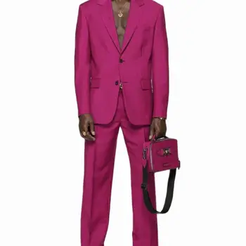 2023 Модный Новый мужской деловой однотонный костюм, пальто/Мужской Тонкий Свадебный Комплект из 2 предметов, Блейзеры, куртка, Брюки, Брюки