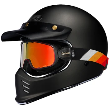 Мотоциклетный шлем, мотоциклетный ретро-винтажный шлем, Мужские и женские профессиональные шлемы для мотокросса, шлем, сертифицированный DOT, мотоцикл