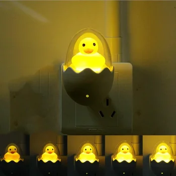 Светодиодный ночник 110 В 220 В, Желтая утка, розетка ЕС, настенный светильник с пультом дистанционного управления для детского мультяшного креативного подарка