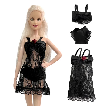 NK 1 комплект, черная пижама, одежда, нижнее белье, нижнее белье, бюстгальтер, платье, кружевная домашняя одежда, одежда для куклы Барби, аксессуары, игрушки