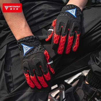 MOTOWOLF Мужские мотоциклетные перчатки с сенсорным экраном на весь палец Для езды на открытом воздухе Летние Дышащие перчатки для мотокросса Guantes Motociclista