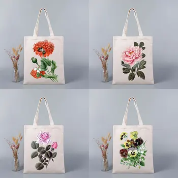 Складная сумка с цветочным принтом, кошелек, холщовая большая сумка-тоут, ретро Женская Эко-сумка для покупок, высококачественная художественная модная дорожная сумка