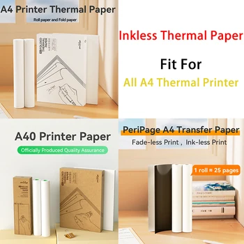 Термобумага PeriPage A40 Бумага формата А4 500 Листов Бумага для принтера 210x30 мм 210x297 мм Бумага для термального факсимильного аппарата 10-15 Лет В рулоне