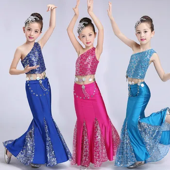 Новое поступление, китайский костюм для девочек, танцевальная одежда, платье для танца Дай павлин, национальный народный танец павлина для выступления