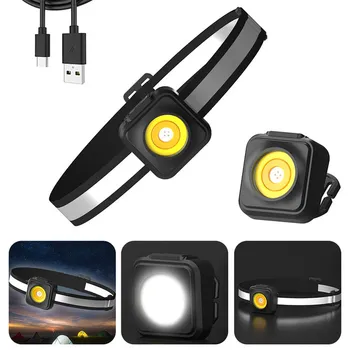 Налобный фонарь USB Type-C, перезаряжаемый налобный фонарик, Водонепроницаемый, 3 режима освещения для пеших прогулок, поиска, бега