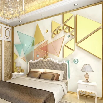 Пользовательские обои beibehang 3d фрески золотой геометрический треугольник мозаика стеклянная стена для телевизора гостиная спальня 3D обои
