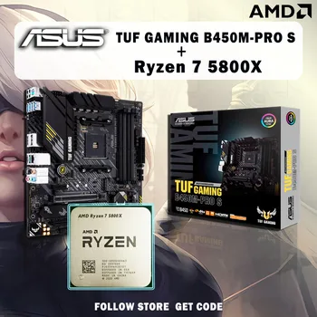 НОВЫЙ процессор AMD Ryzen 7 5800X R7 5800X + Материнская плата ASUS TUF GAMING B450M PRO S Micro-ATX B450M Без Кулера