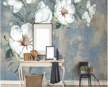 beibehang Обои нестандартного размера современный минималистичный свежий трехмерный цветочный рисунок в гостиной телевизор диван настенное украшение фреска