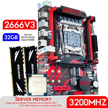 Комбинированный набор материнской платы Atermiter X99 Kit LGA 2011-3 Xeon E5 2666 V3 CPU и DDR4 32 ГБ (2шт x 16 ГБ) оперативной памяти REG ECC