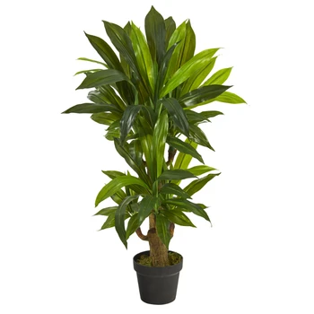 Зеленое Искусственное растение Драцена с 3-дюймовым Кукурузным стеблем (Настоящее Прикосновение)
