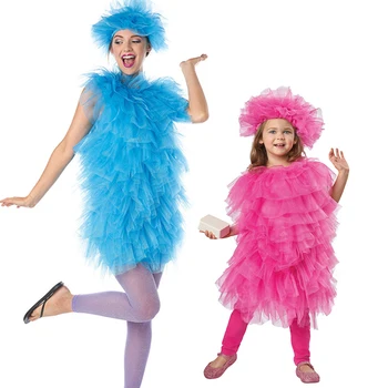 Голубая мочалка для душа для взрослых, маскарадные костюмы для мамы и семьи, Косплей на Хэллоуин, Милый розовый костюм из мочалки для девочки-малыша