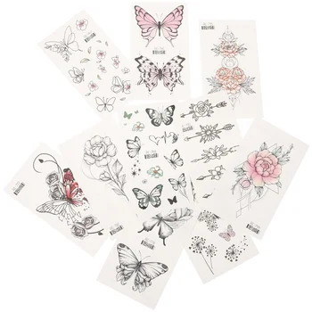 20 Листов Винтажных временных татуировок, наклейка с изображением личности девушки, Поддельная Женская Бабочка