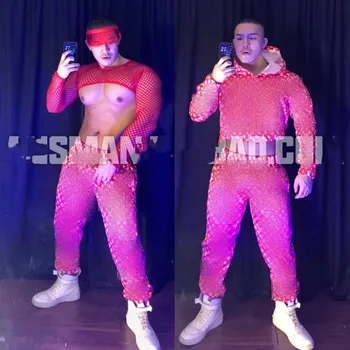 Костюм Ds dj bar group b костюм gogo мужской костюм с красной буквой уличный танцевальный костюм в стиле хип-хоп, сценический костюм