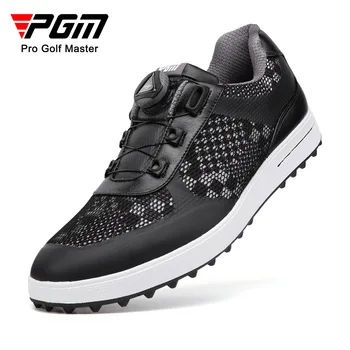 Мужская обувь для гольфа PGM, шнурки, нескользящие, водонепроницаемая мужская спортивная обувь, Черные кроссовки XZ224