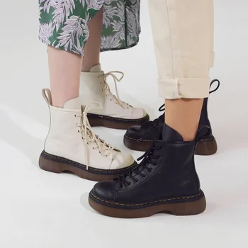 Зимние кожаные ботинки Martin, женские Zapatillas Hombre, женские ботинки-локомотивы на шнуровке, уличные женские ботинки 