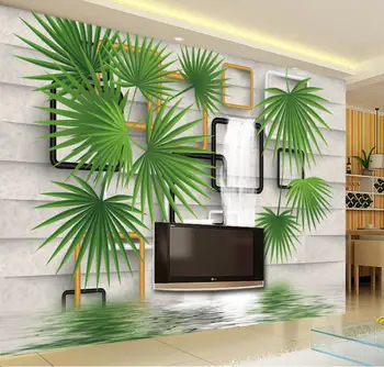 Пользовательские фотообои Leaf cube Тропический лес leaf современный телевизор Диван Фон стены 3D Обои papel de pared