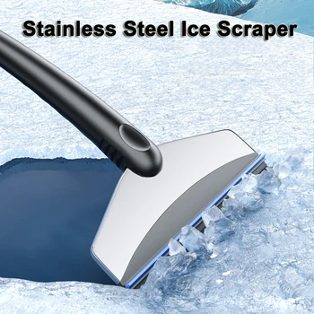 Автомобильный скребок для льда из нержавеющей стали, инструмент для очистки лобового стекла от льда, длинный стиль, зимняя щетка для снега, лопата