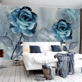 beibehang Пользовательские обои фреска 3d акварель ветер ярко-синий демон красивый цветок диван ТВ фон стены papel de parede